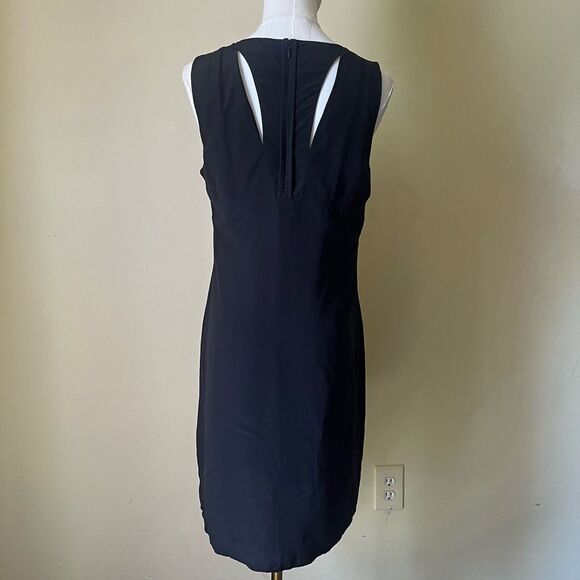 Cynthia Rowley 100% Silk Black Shift Dress Size 4 Cut Out Back Detail‎ - Picture 5 of 9